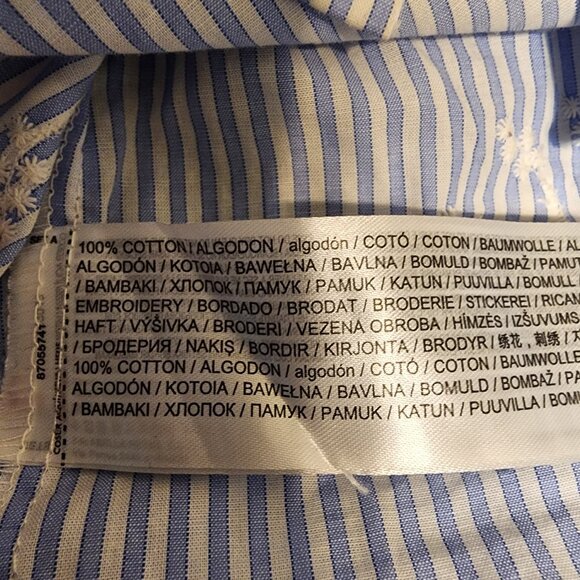 Mango Flower embroidered striped shirt NWT Size 2 Slight Discoloration - Picture 10 of 13